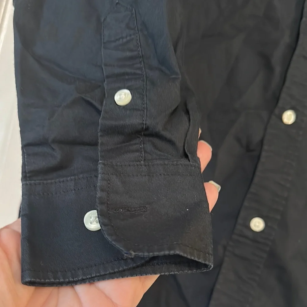 Chaps Black and White Button Down Shirt - Picture 7 of 9